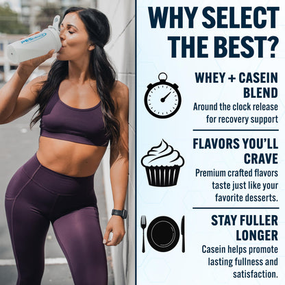 PEScience Select Protein Powder, Whey and Casein Blend, Lean Protein Powder for Women and Men, Low Calorie, Low Carb, Keto Friendly, Gluten Free, Gourmet Vanilla - 27 Servings - Maple Wellness Supplements