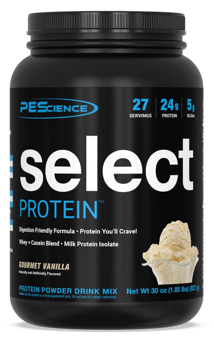 PEScience Select Protein Powder, Whey and Casein Blend, Lean Protein Powder for Women and Men, Low Calorie, Low Carb, Keto Friendly, Gluten Free, Gourmet Vanilla - 27 Servings - Maple Wellness Supplements