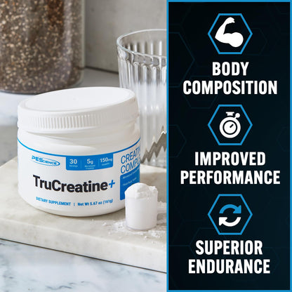 PEScience TruCreatine+ Creatine Monohydrate Powder Plus Epicatechin, Micronized Creapure Creatine for Women & Men, Supports Muscle Growth, Strength & Recovery, Cognition, 30 Servings, Unflavored - Maple Wellness Supplements