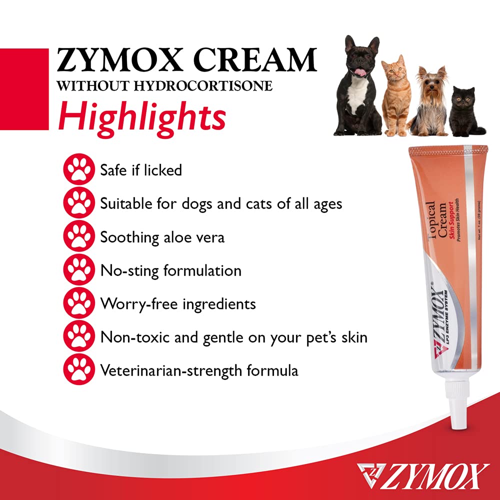 Pet King Brands ZYMOX Veterinarian Strength Topical Cream for Dogs and Cats, 1oz - Maple Wellness Supplements