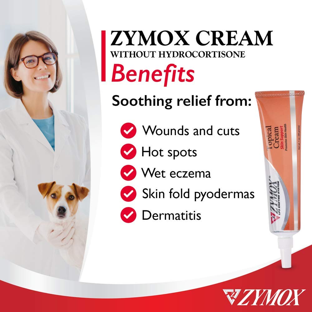 Pet King Brands ZYMOX Veterinarian Strength Topical Cream for Dogs and Cats, 1oz - Maple Wellness Supplements