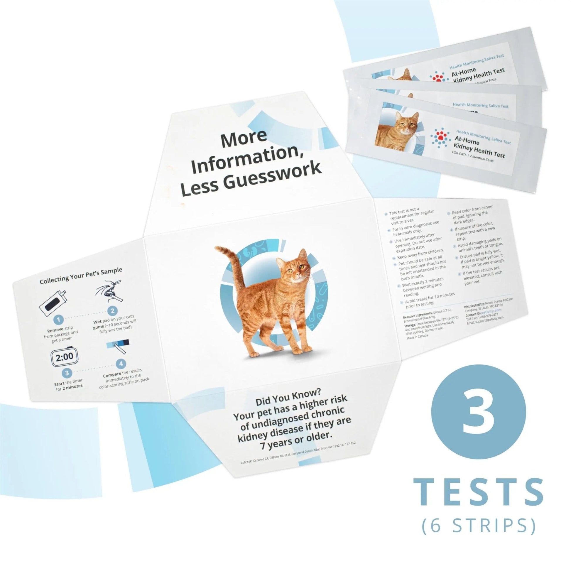 Petivity At-Home Kidney Health Test Kit for Cats — Quick Saliva Urea Test (2-Minute Home Check), Powered by Purina — Help Detect Early Kidney Changes - (Pack of 3) - Maple Wellness Supplements