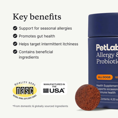 PetLab Co. Allergy & Immune Probiotics for Dogs, Support Seasonal Allergies, Gut & Digestive Health - Pork Flavor - 30 Soft Chews - Packaging May Vary - Maple Wellness Supplements
