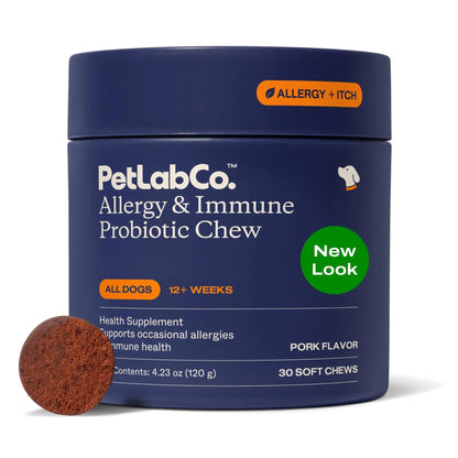 PetLab Co. Allergy & Immune Probiotics for Dogs, Support Seasonal Allergies, Gut & Digestive Health - Pork Flavor - 30 Soft Chews - Packaging May Vary - Maple Wellness Supplements