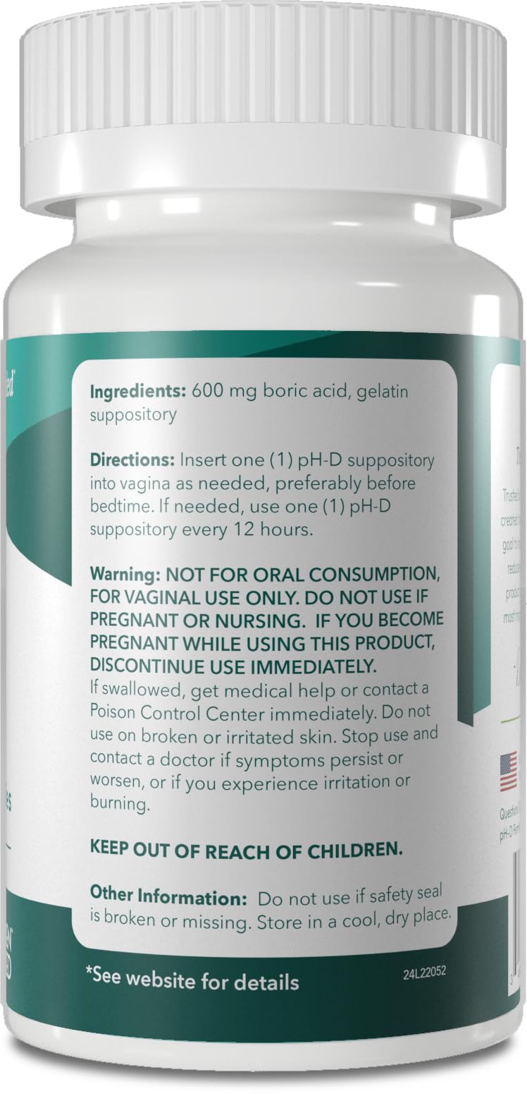 pH-D Feminine Health Support - Boric Acid Starter Bundle - pH-D Boric Acid Vaginal Suppositories 24 Count and 5 Vaginal Suppository Applicators - Maple Wellness Supplements