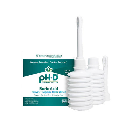 pH-D Feminine Health Support - Instant Odor Rinse with Boric Acid for Vaginal Odor - Vegan, Paraben-Free, Cruelty-Free, 6 Fl Oz Total, (3 Fl Oz, Pack of 2) - Maple Wellness Supplements