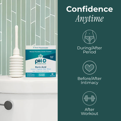 pH-D Feminine Health Support - Instant Odor Rinse with Boric Acid for Vaginal Odor - Vegan, Paraben-Free, Cruelty-Free, 6 Fl Oz Total, (3 Fl Oz, Pack of 2) - Maple Wellness Supplements