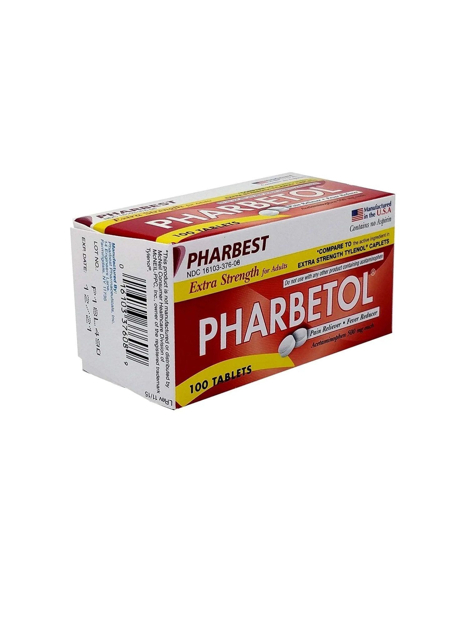 Pharbetol 500mg Extra Strength Tablets 100 Count (Generic Extra Strength) - Maple Wellness Supplements