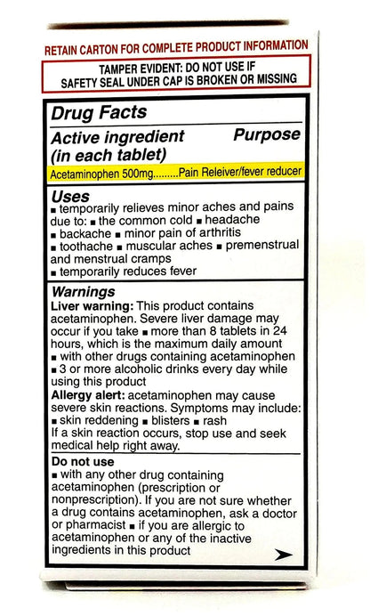 Pharbetol 500mg Extra Strength Tablets 100 Count (Generic Extra Strength) - Maple Wellness Supplements