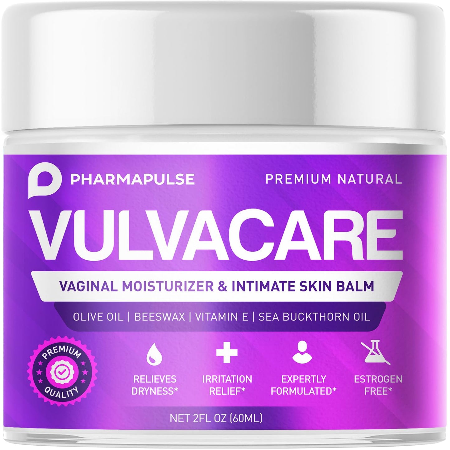 Pharmapulse Vaginal Moisturizer, Vulva Balm Cream, Intimate Skin Care, Menopause Support - Relieves Dryness, Itching, Burning, Redness, Chafing, Odor, Irritation - Estrogen Free 2oz - Maple Wellness Supplements