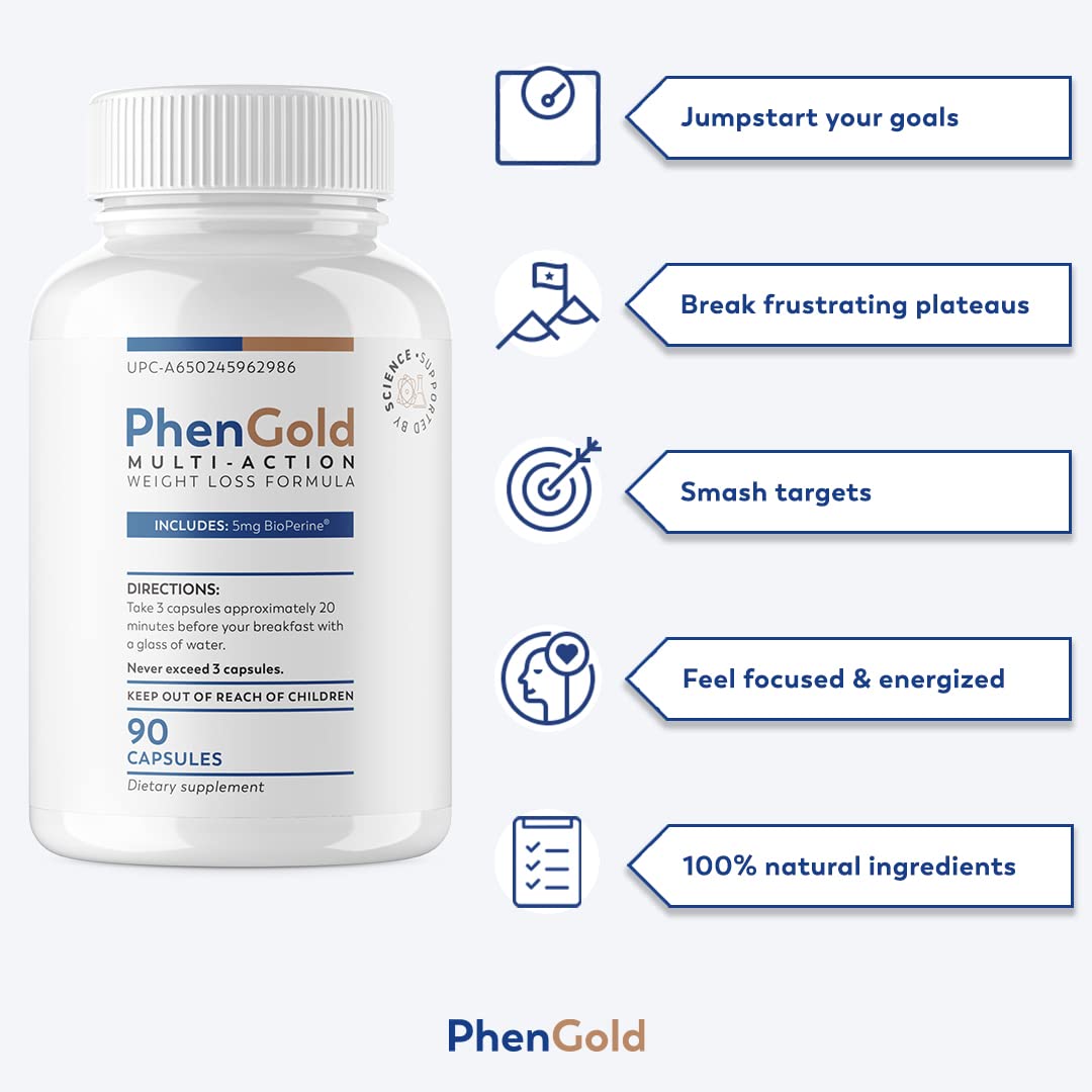 PhenGold Pills, Original Multi-Action Weight Management Formula with Green Tea - Maple Wellness Supplements