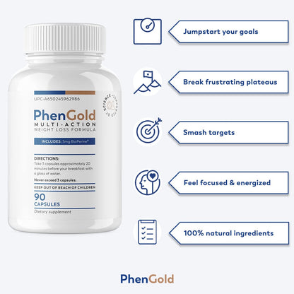 PhenGold Pills, Original Multi-Action Weight Management Formula with Green Tea - Maple Wellness Supplements