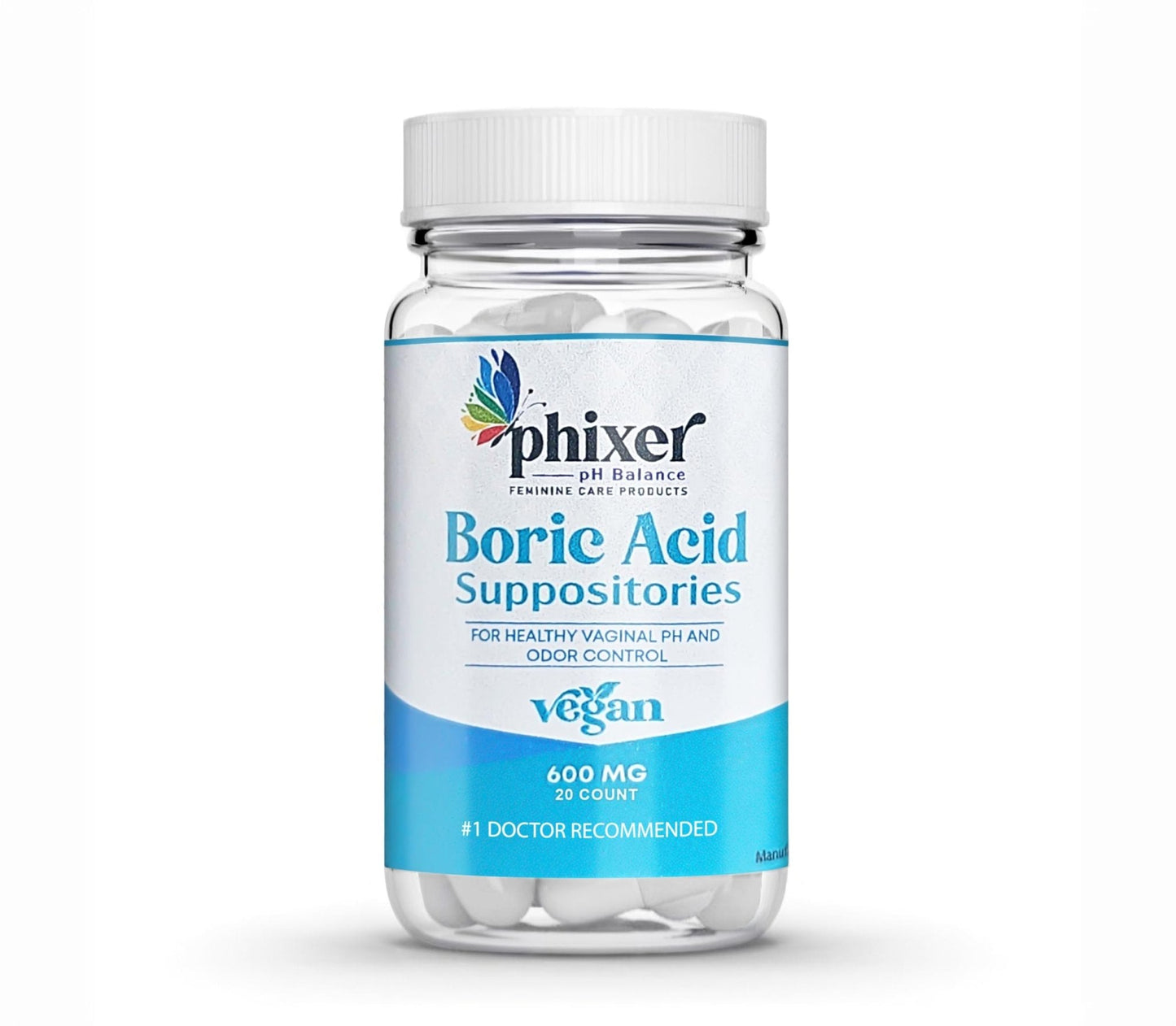 Phixer pH Balance - Vaginal Boric Acid Suppositories for Women - 20 Suppositories 600MG Each for Chronic Yeast Infections and Vaginal Odor - Vaginal Use Only - Made in USA - Maple Wellness Supplements
