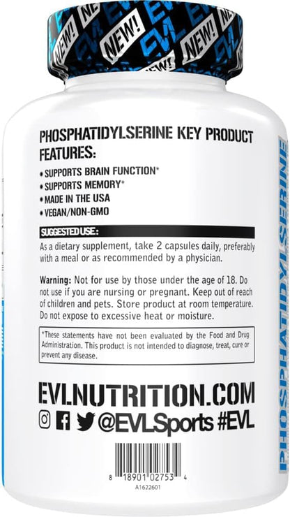 PhosphatidylSerine Nootropics Brain Support Supplement - Advanced Anti Aging Brain Health Supplement for Adults - Memory and Focus with Phosphatidylserine 300mg - EVL Vegan Non-GMO - Maple Wellness Supplements