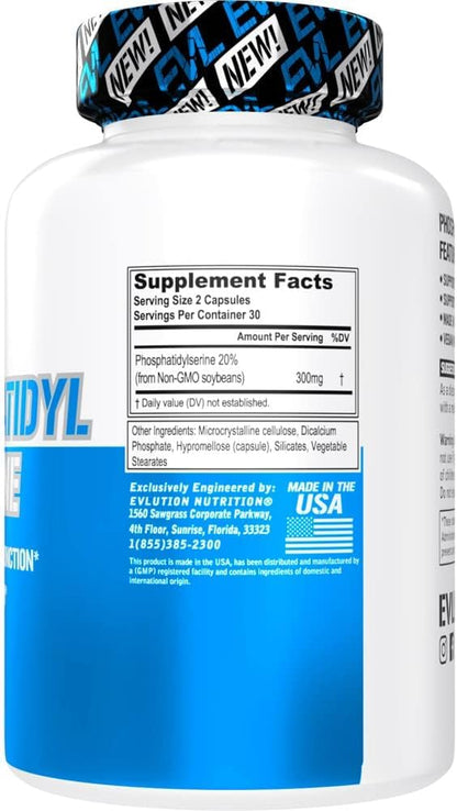 PhosphatidylSerine Nootropics Brain Support Supplement - Advanced Anti Aging Brain Health Supplement for Adults - Memory and Focus with Phosphatidylserine 300mg - EVL Vegan Non-GMO - Maple Wellness Supplements