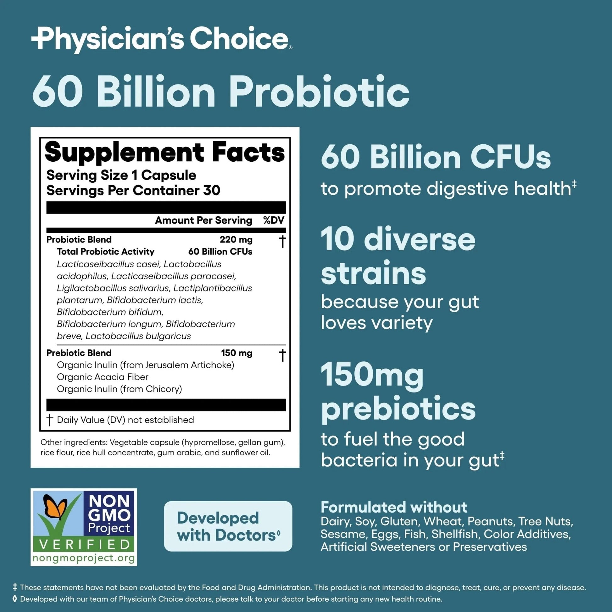 Physician's CHOICE Advanced Gut Health Bundle: 60 Billion Probiotics 30ct + Digestive Enzymes 60ct for Digestive, Gut, and Immune Health Supports Occasional Constipation, Diarrhea, Gas, and Bloating - Maple Wellness Supplements