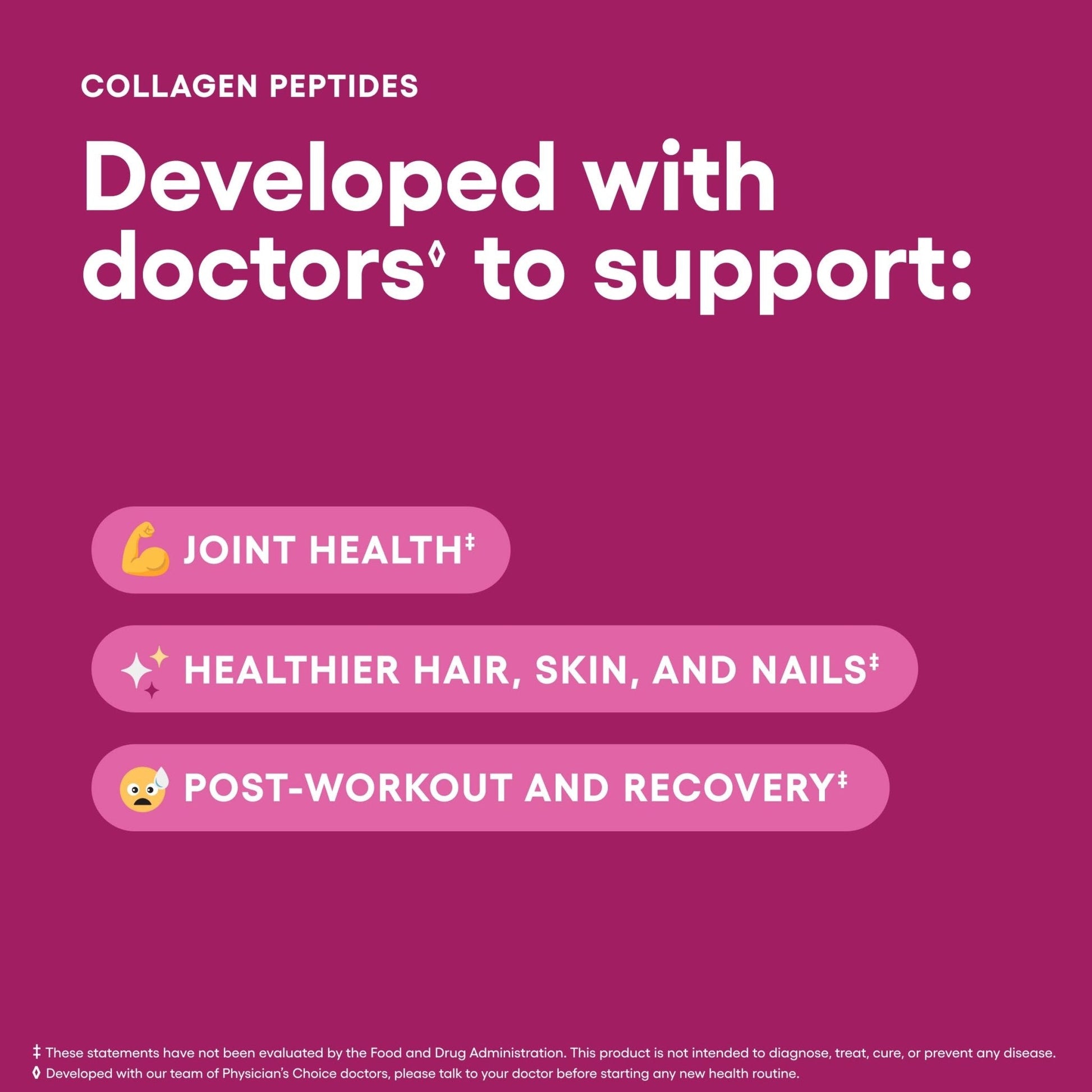 Physician's CHOICE Collagen Peptides - Hydrolyzed Protein Powder for Hair, Skin, Joints - Grass Fed, Non-GMO - Maple Wellness Supplements