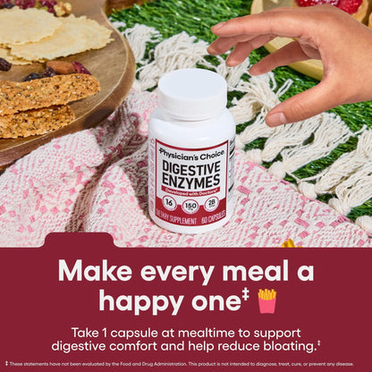 Physician's CHOICE Digestive Enzymes for Bloating & Digestion - 16 Enzymes with Organic Prebiotics & Probiotics for Gut - Maple Wellness Supplements