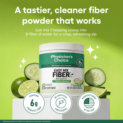 Physician's CHOICE Easy Mix Fiber for Digestive Health & Regularity - No Grit - Daily Prebiotic Soluble Fiber Powder Supplement - Maple Wellness Supplements