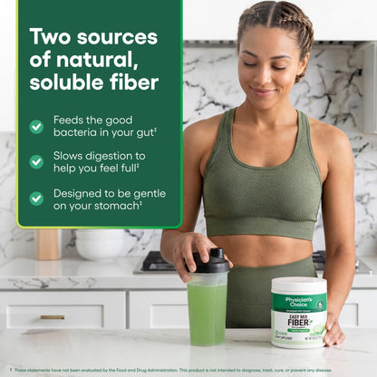 Physician's CHOICE Easy Mix Fiber for Digestive Health & Regularity - No Grit - Daily Prebiotic Soluble Fiber Powder Supplement - Maple Wellness Supplements