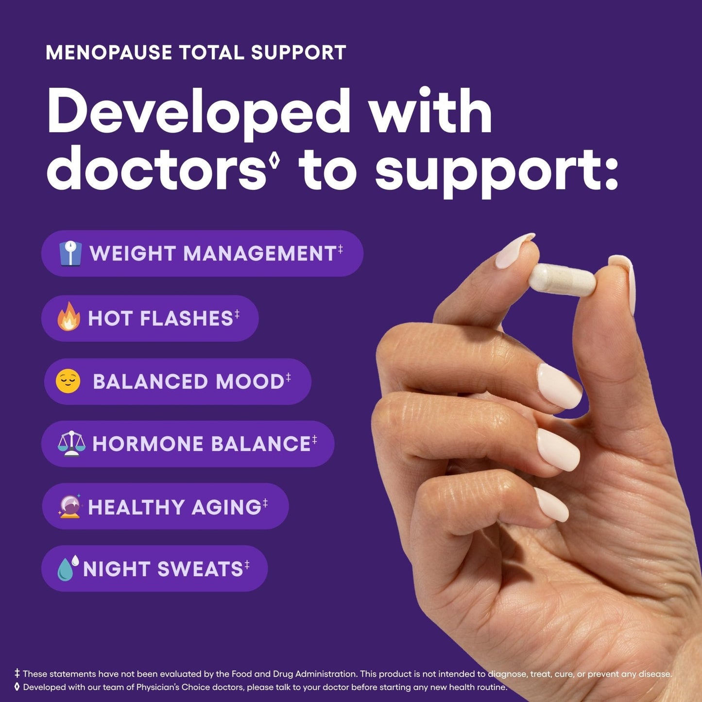 Physician's CHOICE Menopause Probiotic Supplement for Women - Supports Hormone Balance, Hot Flashes, Night Sweats, Weight Management, Bloating & Gut Health - with Black Cohosh, Resveratrol+ - 30ct - Maple Wellness Supplements