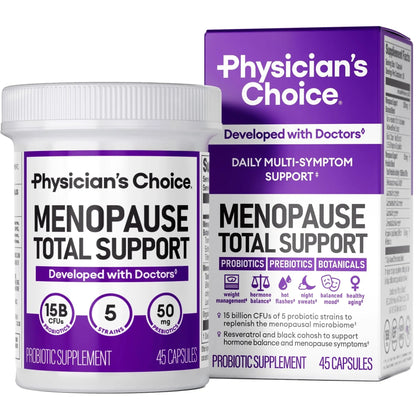 Physician's CHOICE Menopause Probiotic Supplement for Women - Supports Hormone Balance, Hot Flashes, Night Sweats, Weight Management, Bloating & Gut Health - with Black Cohosh, Resveratrol+ - 45ct - Maple Wellness Supplements