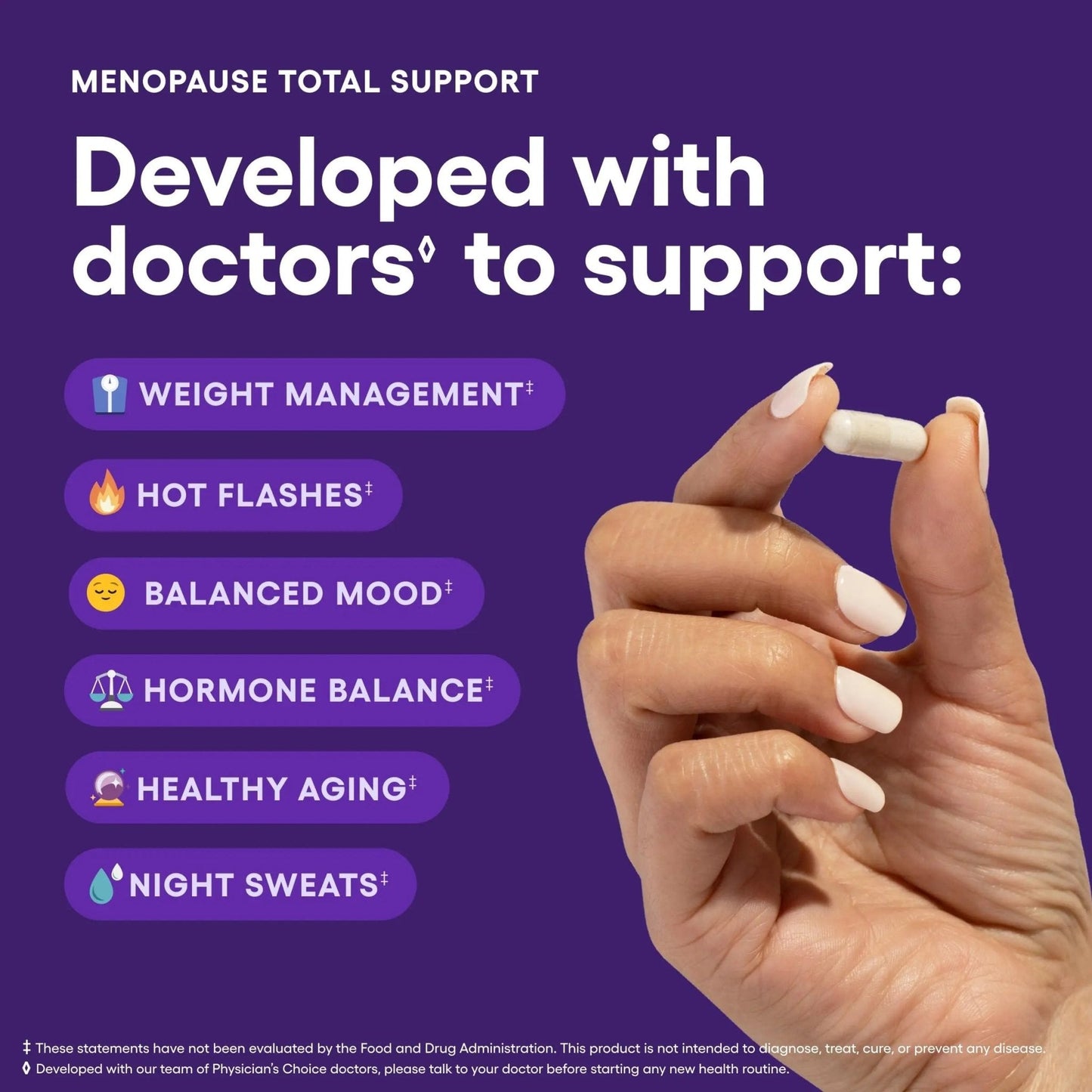 Physician's CHOICE Menopause Probiotic Supplement for Women - Supports Hormone Balance, Hot Flashes, Night Sweats, Weight Management, Bloating & Gut Health - with Black Cohosh, Resveratrol+ - 45ct - Maple Wellness Supplements