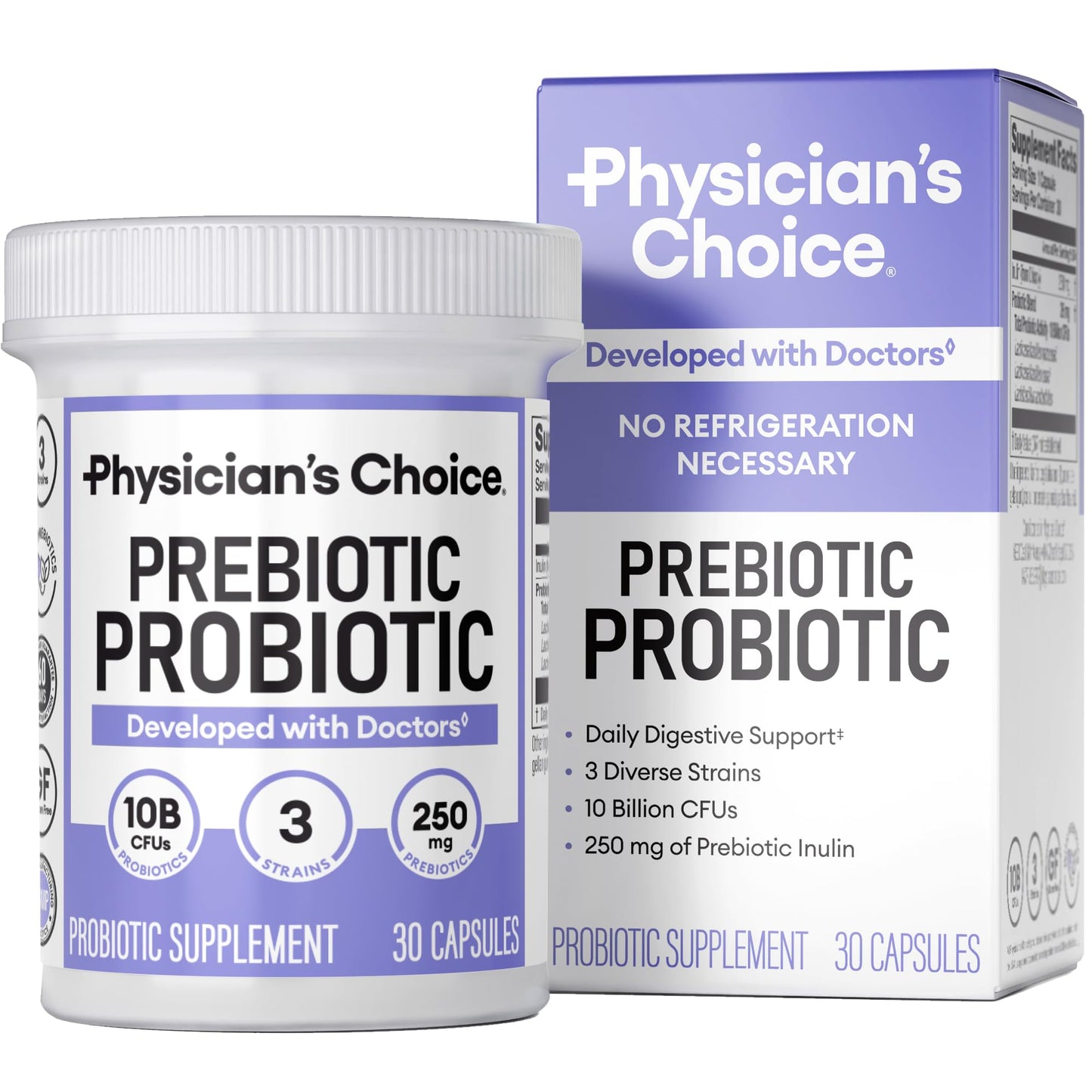 Physician's CHOICE Prebiotic-Probiotic - Multi-Strain Probiotics & Synergistic Prebiotics -Designed for Digestive Health, Supporting Gut Microbiome - Maple Wellness Supplements