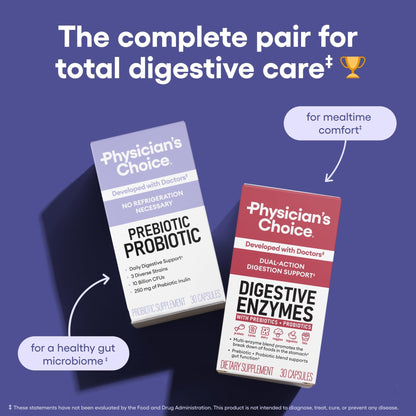 Physician's CHOICE Prebiotic-Probiotic - Multi-Strain Probiotics & Synergistic Prebiotics -Designed for Digestive Health, Supporting Gut Microbiome - Maple Wellness Supplements