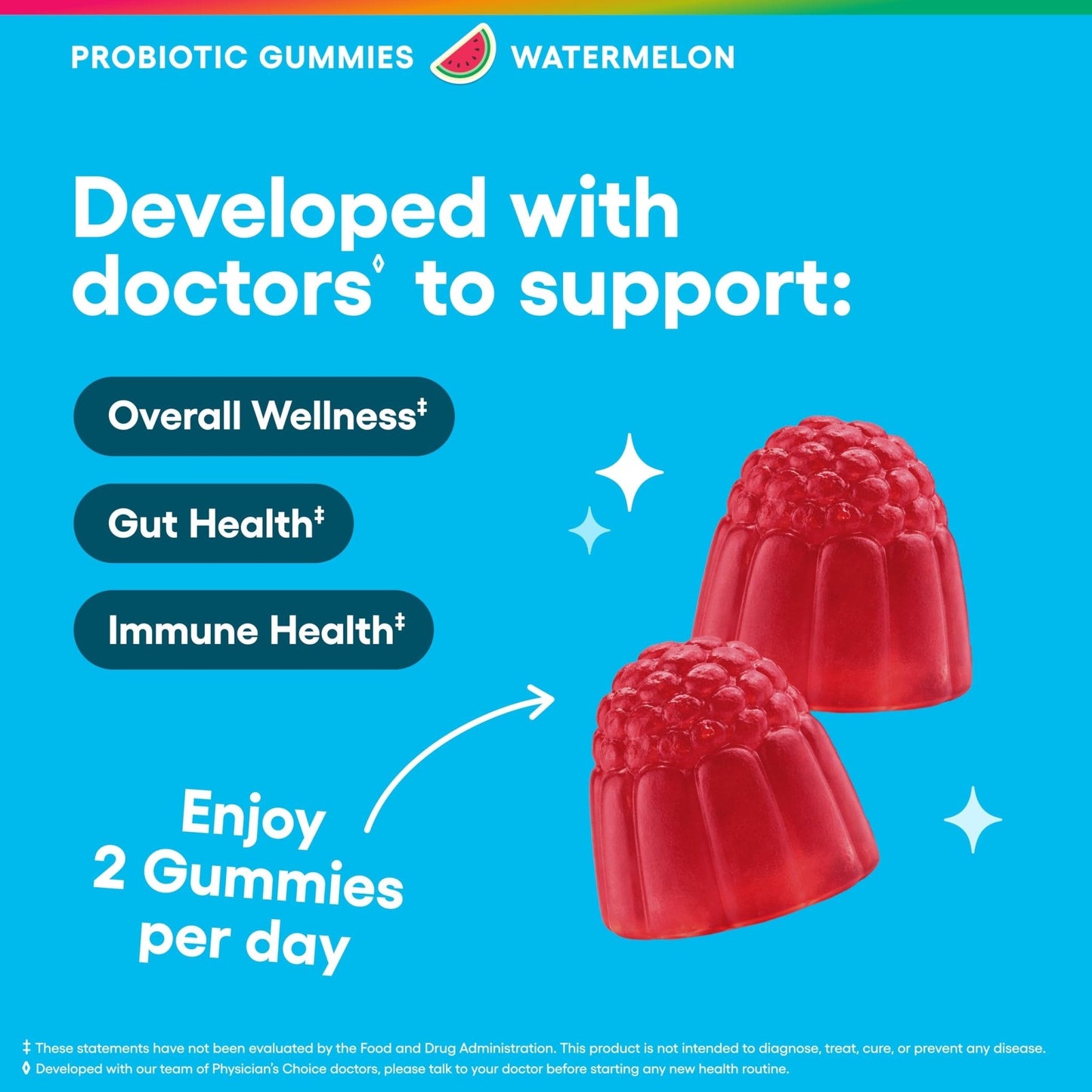 Physician's CHOICE Probiotic Gummies with Vitamin D & Prebiotic Fiber - Sugar Free - 1B CFUs of Clinically Studied Probiotic - Supports Immune & Gut Health - Maple Wellness Supplements