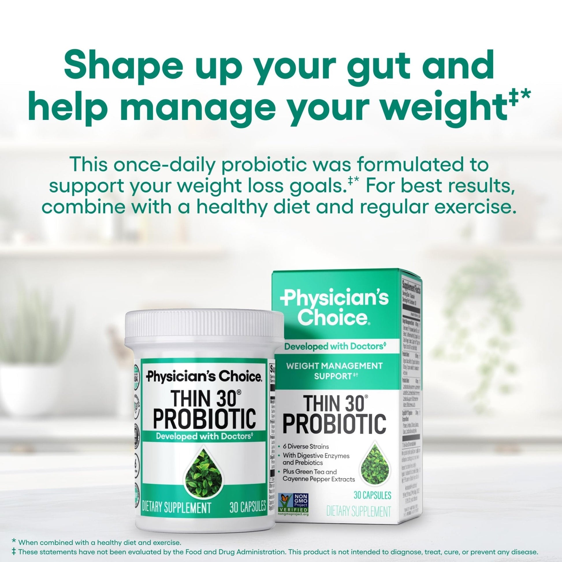 Physician's CHOICE Probiotics & Bloating - 6 Probiotic Strains - Prebiotics - Key ingredient Cayenne - Supports Gut Health - Maple Wellness Supplements