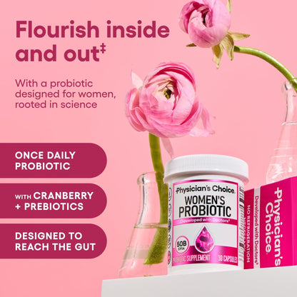 Physician's CHOICE Probiotics for Women - PH Balance, Digestive, UT, & Feminine Health - 50 Billion CFU - 6 Unique Strains for Her - Organic Prebiotics - Maple Wellness Supplements