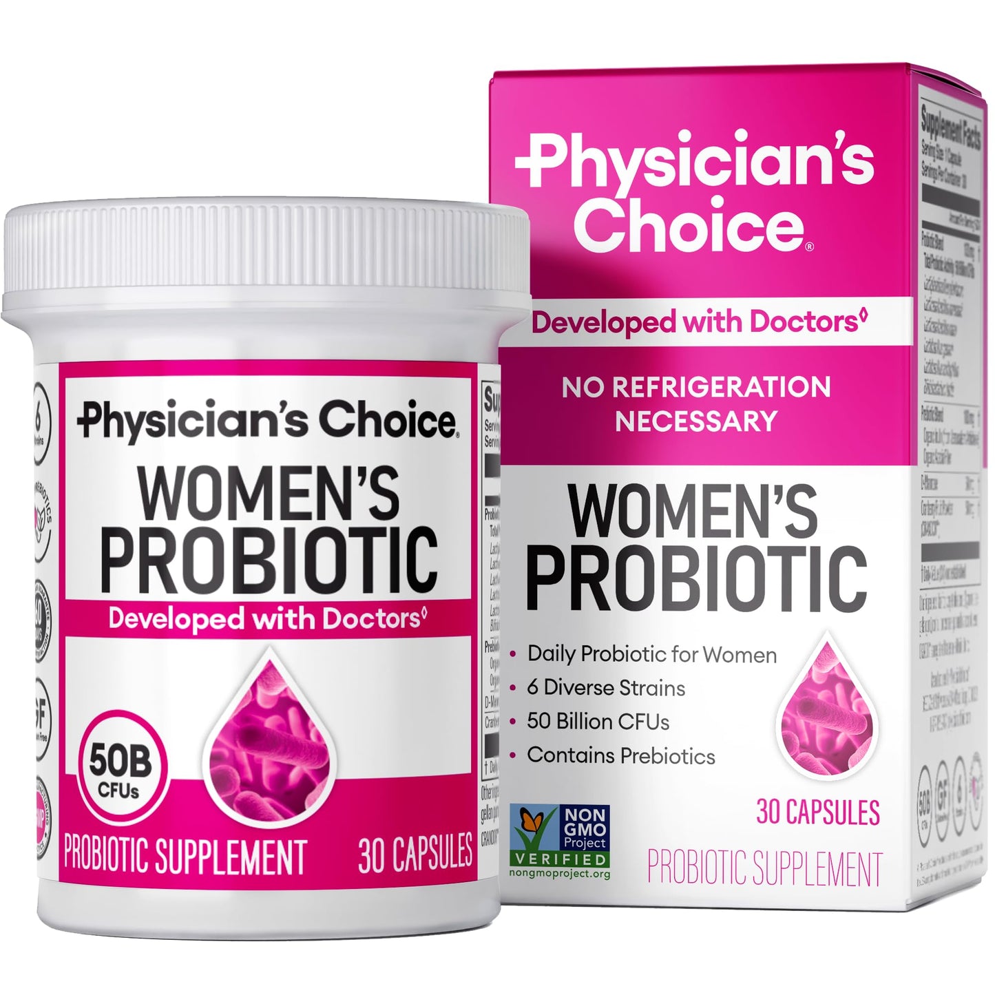 Physician's CHOICE Probiotics for Women - PH Balance, Digestive, UT, & Feminine Health - 50 Billion CFU - 6 Unique Strains for Her - Organic Prebiotics - Maple Wellness Supplements
