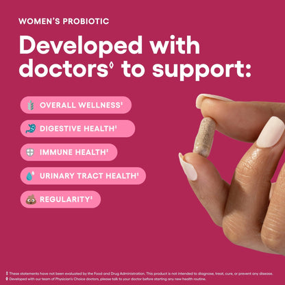 Physician's CHOICE Probiotics for Women - PH Balance, Digestive, UT, & Feminine Health - 50 Billion CFU - 6 Unique Strains for Her - Organic Prebiotics - Maple Wellness Supplements