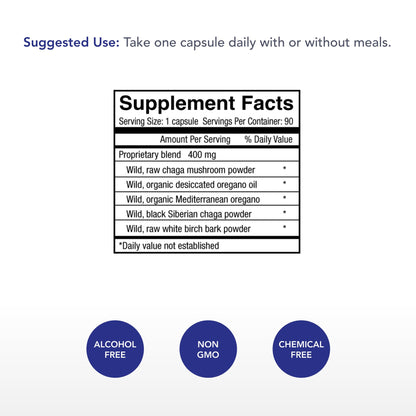 Physician's Strength ChagaStrength - 90 Capsules - Wild, Raw Chaga Complex - Immune & Physical Support - Non-GMO - 90 Servings - Maple Wellness Supplements