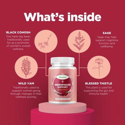 Phytoral Complete Herbal Menopause Supplement for Women - Female Hormone Balance Capsules for Night Sweats Hot Flashes & Mood Swings with Dong Quai, Chaste Berry & Black Cohosh Root - 60 Count Pack - Maple Wellness Supplements
