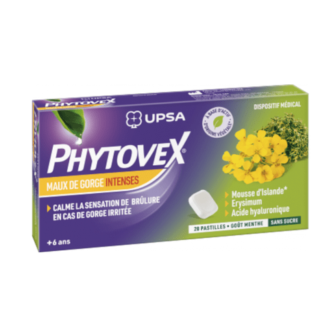 Phytovex intense sore throats - 20 sugar-free lozenges - UPSA - Maple Wellness Supplements