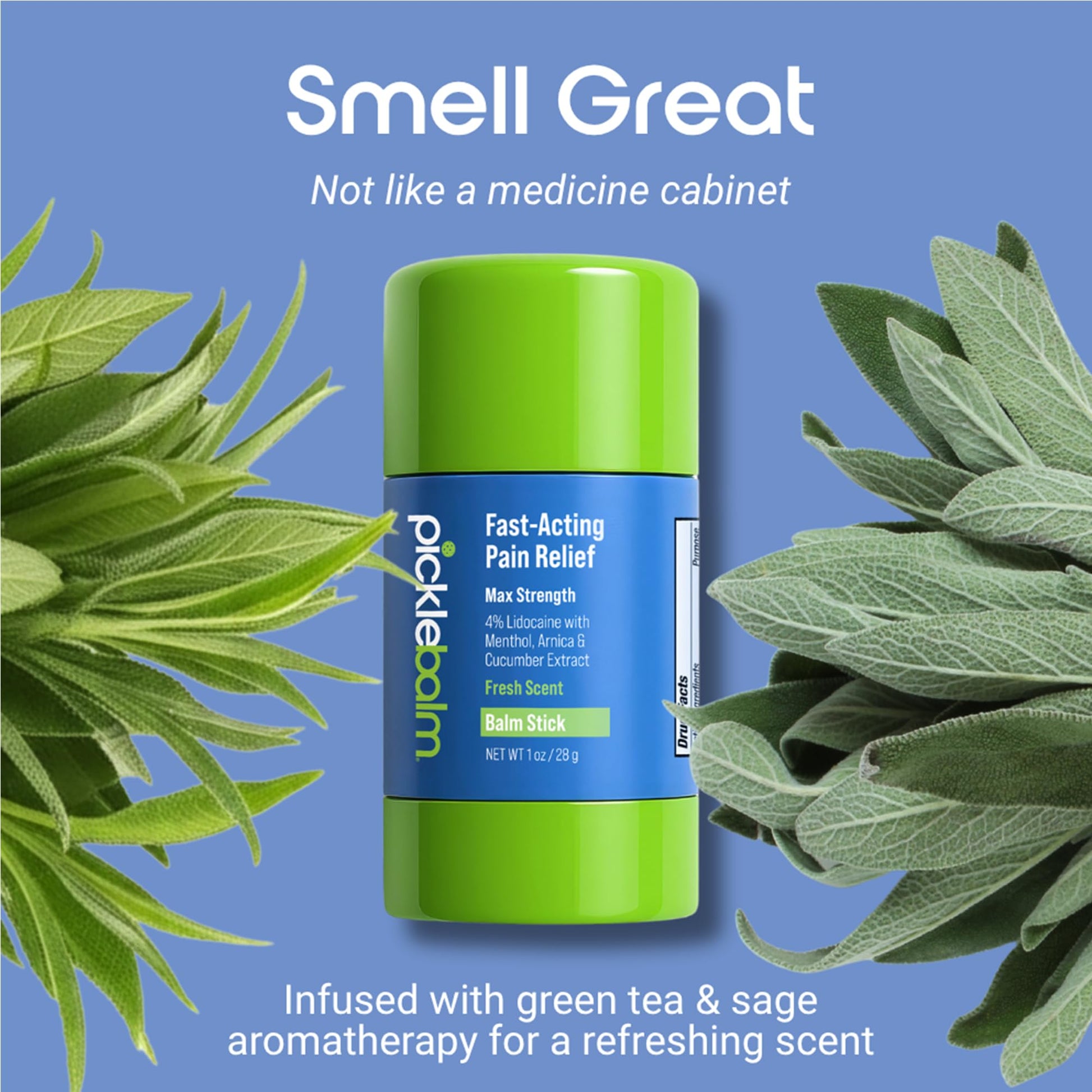 PickleBalm Pickleball In-Game Muscle Pain Relief Balm Stick with 4% Lidocaine, Arnica, Menthol, Cucumber Seed Extract for Shoulders, Knees, Wrists, and More, 1oz Stick - Maple Wellness Supplements