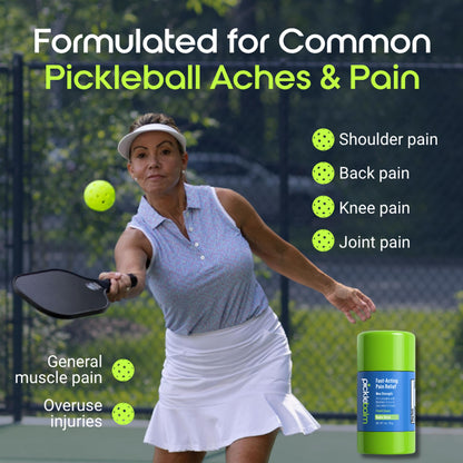 PickleBalm Pickleball In-Game Muscle Pain Relief Balm Stick with 4% Lidocaine, Arnica, Menthol, Cucumber Seed Extract for Shoulders, Knees, Wrists, and More, 1oz Stick - Maple Wellness Supplements