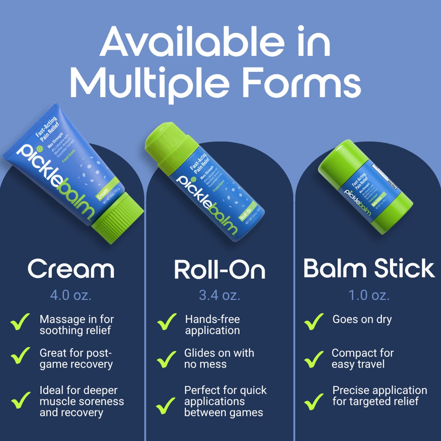 PickleBalm Pickleball In-Game Muscle Pain Relief Balm Stick with 4% Lidocaine, Arnica, Menthol, Cucumber Seed Extract for Shoulders, Knees, Wrists, and More, 1oz Stick - Maple Wellness Supplements