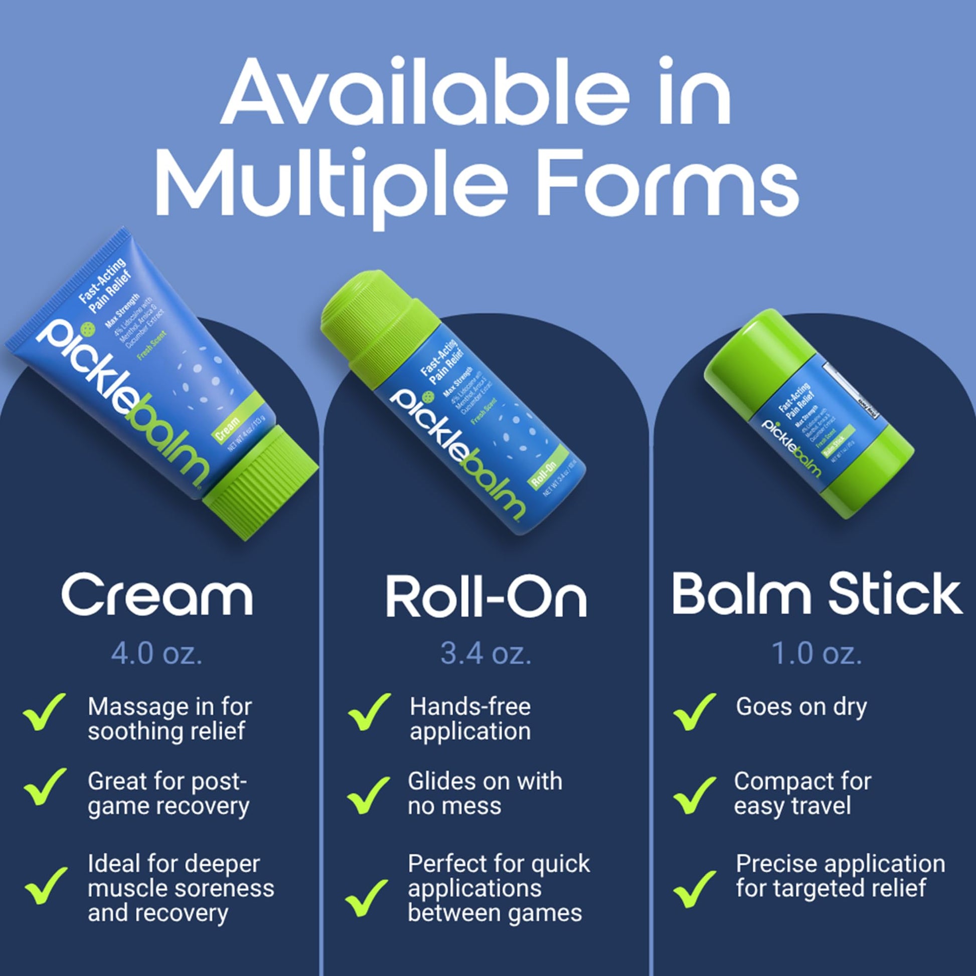 PickleBalm Pickleball In-Game Muscle Pain Relief Balm Stick with 4% Lidocaine, Arnica, Menthol, Cucumber Seed Extract for Shoulders, Knees, Wrists, and More, 1oz Stick - Maple Wellness Supplements