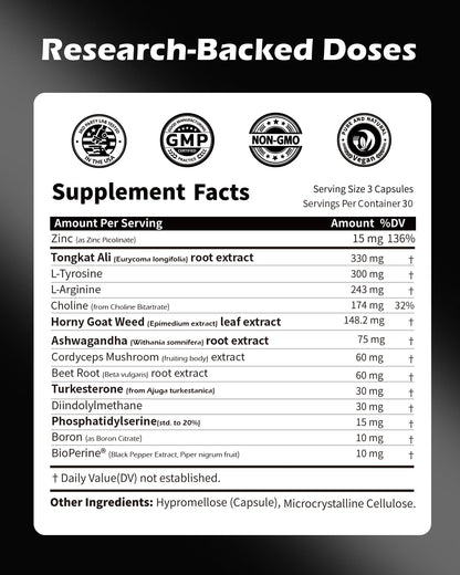 PickYouth Synergy-T Booster Supplement for Men, Total Male Performance, Liposomal Absorption System, 100% Transparency with Ashwagandha, DIM - Maple Wellness Supplements