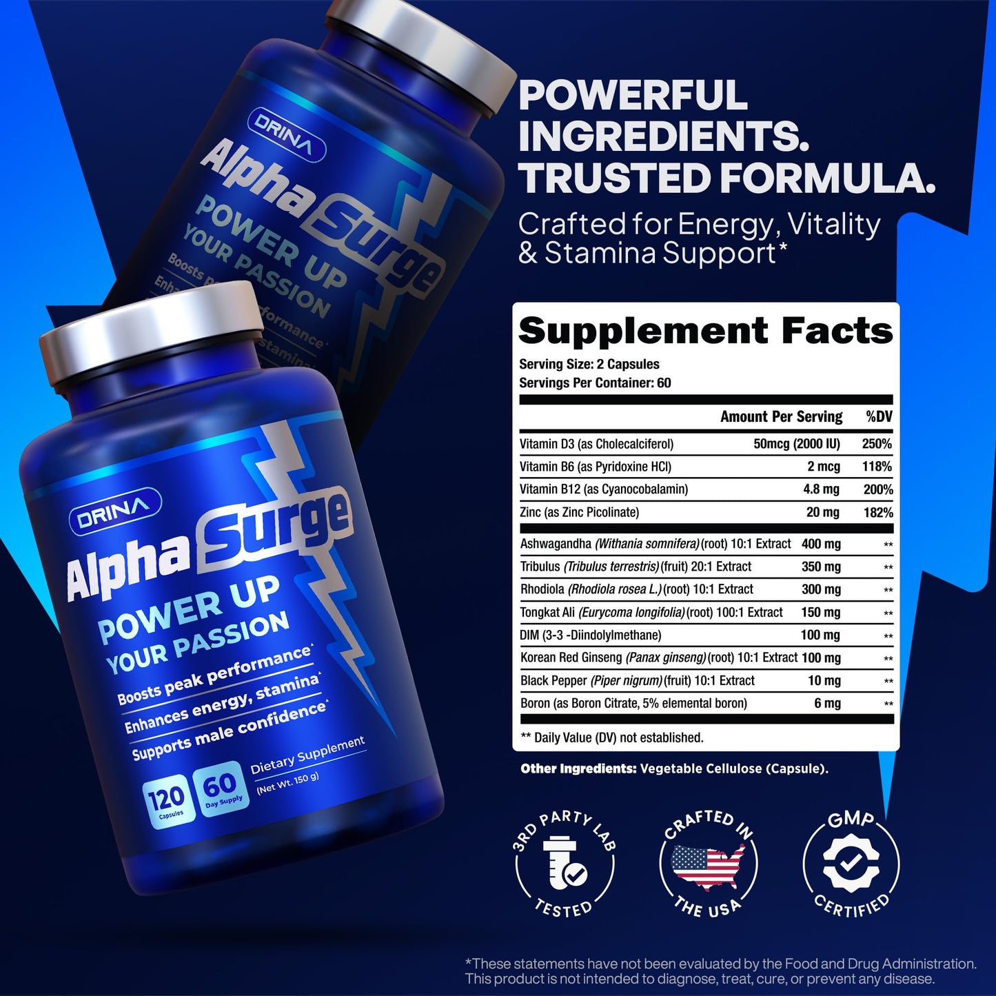 Pills for Men Fast Acting - Male Enhancing Supplement Testosterone Booster - Blood Flow, Libido, Size, Girth, Hardness, Stamina, Enlargement, Growth - Natural Performance Enhancer - 2 Month Supply - Maple Wellness Supplements