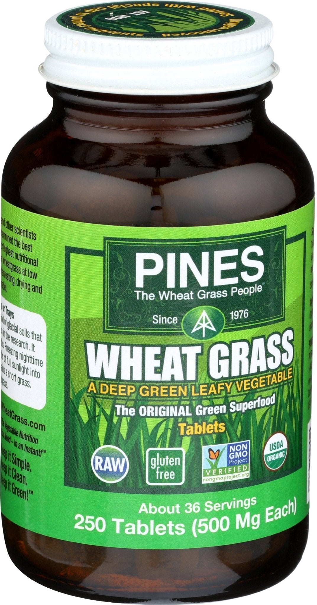 PINES Organic Wheat Grass, 250 Count Tablets | PINES Wheat Grass as featured in the new blockbuster film, Ocean's 8! - Maple Wellness Supplements