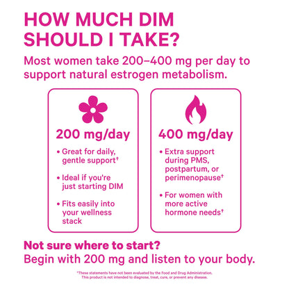 Pink Stork DIM Supplement for Women - Estrogen and Hormone Balance for Menopause, Perimenopause & PMS - DIM 200 mg Plus BioPerine for Mood Support - 60 Day Supply - Maple Wellness Supplements