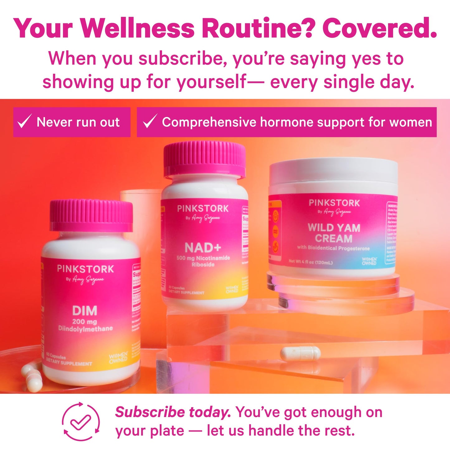 Pink Stork DIM Supplement for Women - Estrogen and Hormone Balance for Menopause, Perimenopause & PMS - DIM 200 mg Plus BioPerine for Mood Support - 60 Day Supply - Maple Wellness Supplements