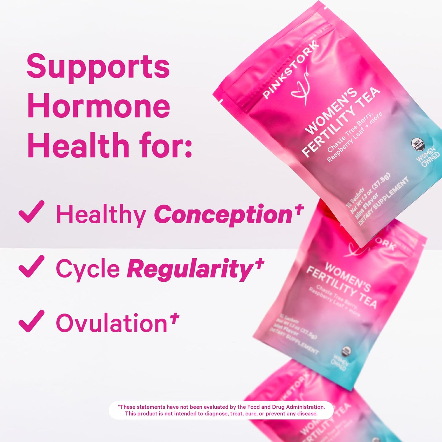 Pink Stork Fertility Bundle for Women – Conception Tea + Prenatal Vitamin Support with Inositol, Vitex, Folate & Ashwagandha – Supports Hormone Balance, Cycle Health & Preconception Wellness - Maple Wellness Supplements
