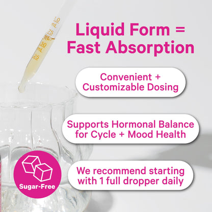 Pink Stork Hormone Balance Drops for Women - Supports Hormonal Health, PMS, Perimenopause & Mood, with Red Raspberry Leaf & Wild Yam - Liquid Supplement - Vegan, 2oz, 30 Servings - Maple Wellness Supplements