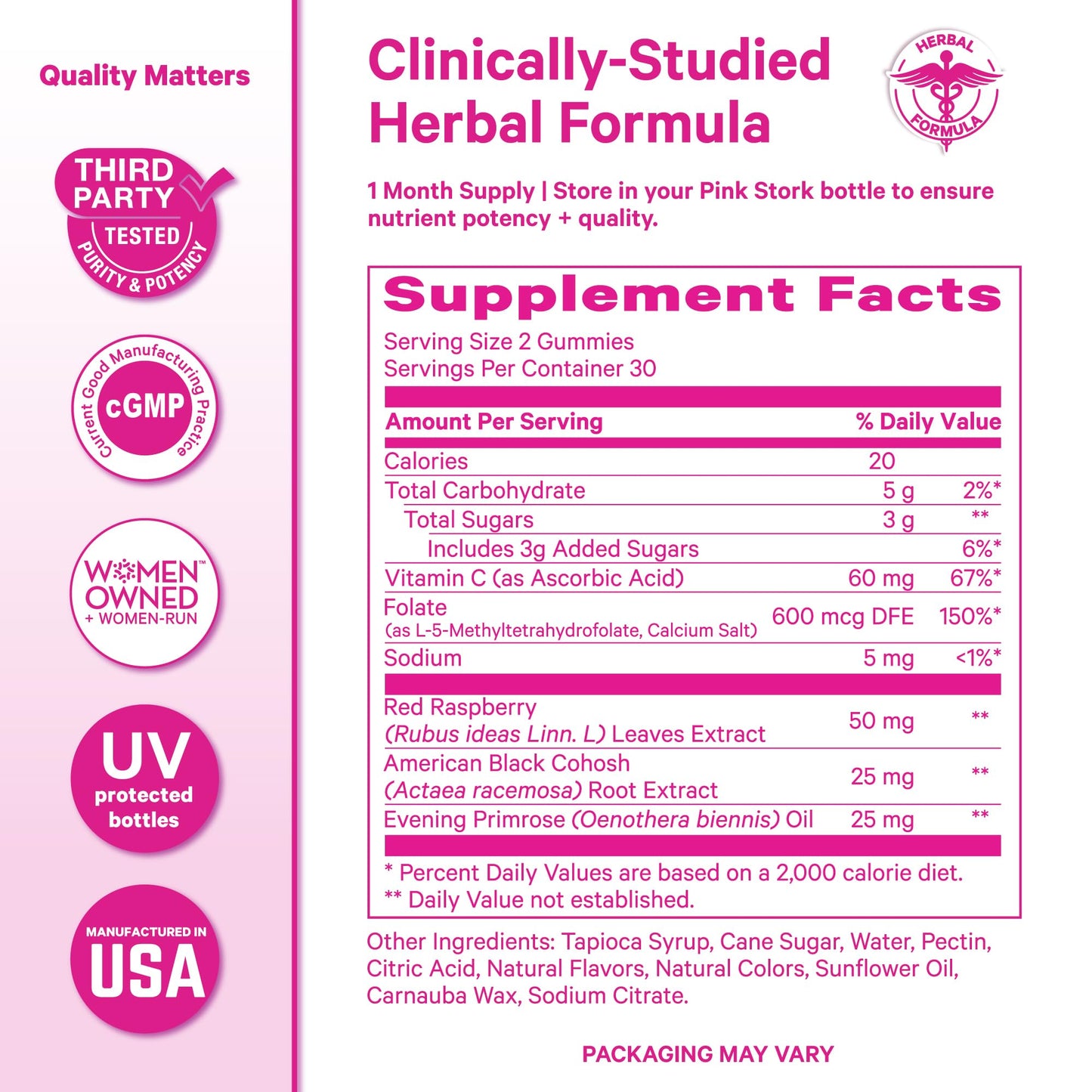 Pink Stork Hormone Balance Gummies for Women – PMS, Menopause & Estrogen Support – Mood, Bloating, Hot Flashes & Energy – Red Raspberry Leaf, Black Cohosh, Primrose – 60 Vegan Gummies - Maple Wellness Supplements