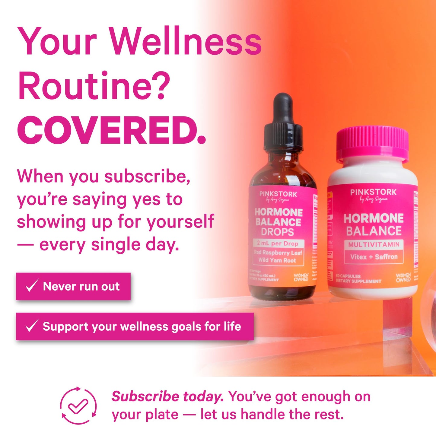 Pink Stork Hormone Balance Multivitamin for Women | 18-in-1 Vitex, Saffron, Ashwagandha, Magnesium | Mood, Energy, Cortisol, Adrenal Support | PMS, Perimenopause Support | 60 Vegan Capsules - Maple Wellness Supplements